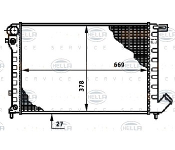 Радиатор, охлаждане на двигателя HELLA 8MK 376 720-241 за PEUGEOT PARTNER (5F) Combispace пътнически от 1996 до 2008