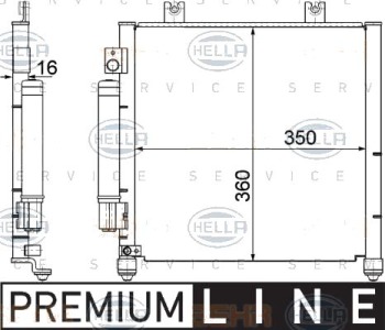 Кондензатор, климатизация HELLA 8FC 351 301-411 за OPEL AGILA (A) (H00) от 2000 до 2007