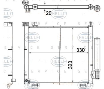 Кондензатор, климатизация HELLA 8FC 351 303-471 за OPEL AGILA (A) (H00) от 2000 до 2007