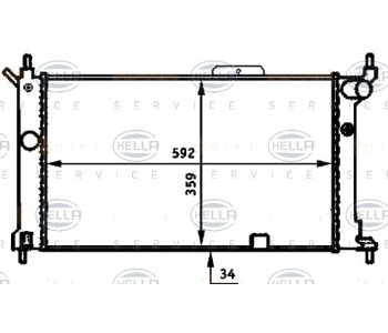 Радиатор, охлаждане на двигателя HELLA 8MK 376 713-584 за OPEL ASTRA F (53_, 54_, 58_, 59_) хечбек от 1991 до 1998