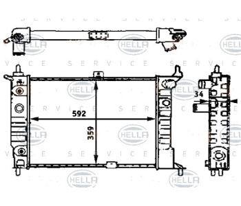 Радиатор, охлаждане на двигателя HELLA 8MK 376 715-314 за OPEL ASTRA F CLASSIC седан от 1998 до 2002