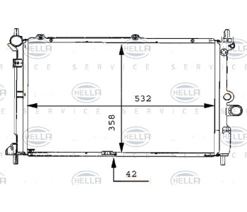 Радиатор, охлаждане на двигателя HELLA 8MK 376 711-764 за OPEL ASTRA F (51_, 52_) комби от 1991 до 1998