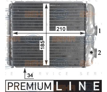 Топлообменник, отопление на вътрешното пространство HELLA 8FH 351 315-341 за OPEL ASTRA G (F35_) комби от 1998 до 2009