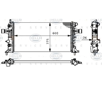 Радиатор, охлаждане на двигателя HELLA 8MK 376 710-324 за OPEL ASTRA G (F67) кабриолет от 2001 до 2005