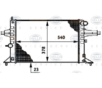 Радиатор, охлаждане на двигателя HELLA 8MK 376 720-421 за OPEL ZAFIRA A (F75_) от 1999 до 2005