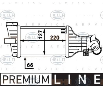 Интеркулер (охладител за въздуха на турбината) HELLA 8ML 376 723-411 за OPEL ASTRA G (F67) кабриолет от 2001 до 2005