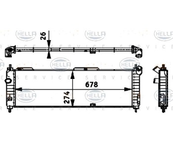 Радиатор, охлаждане на двигателя HELLA 8MK 376 713-574 за OPEL CORSA B (S93) хечбек от 1993 до 2002