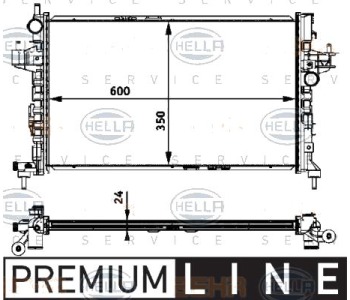 Радиатор, охлаждане на двигателя HELLA 8MK 376 715-321 за OPEL TIGRA B (X04) кабрио от 2004 до 2009