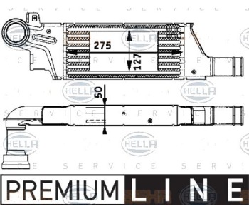 Интеркулер (охладител за въздуха на турбината) HELLA 8ML 376 723-281 за OPEL TIGRA B (X04) кабрио от 2004 до 2009