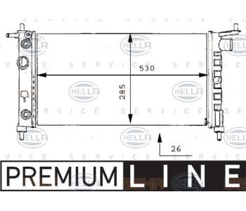 Радиатор, охлаждане на двигателя HELLA 8MK 376 712-011 за OPEL TIGRA A (S93) от 1994 до 2000