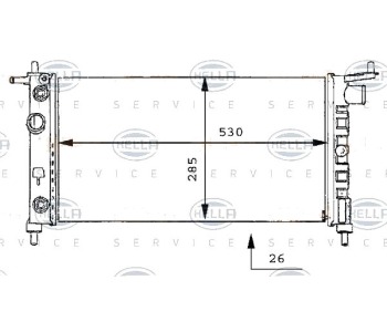 Радиатор, охлаждане на двигателя HELLA 8MK 376 712-014 за OPEL TIGRA A (S93) от 1994 до 2000