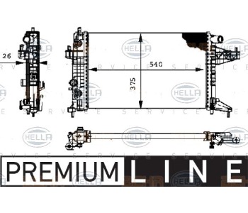 Воден радиатор HELLA за OPEL CORSA C (F08, F68) от 2000 до 2009