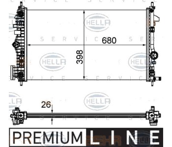 Радиатор, охлаждане на двигателя HELLA 8MK 376 754-361 за OPEL INSIGNIA A (G09) седан от 2008 до 2017