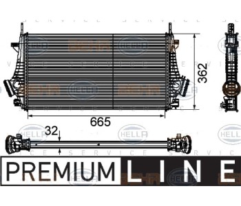 Интеркулер (охладител за въздуха на турбината) HELLA 8ML 376 746-481 за OPEL INSIGNIA A (G09) хечбек от 2008 до 2017