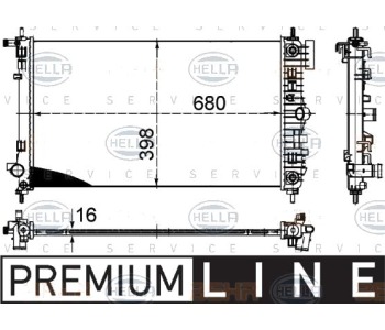 Радиатор, охлаждане на двигателя HELLA 8MK 376 754-311 за OPEL INSIGNIA A (G09) хечбек от 2008 до 2017