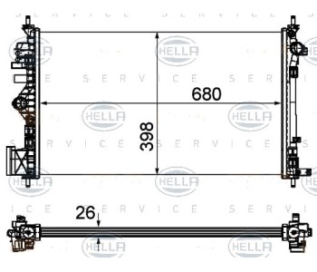 Радиатор, охлаждане на двигателя HELLA 8MK 376 754-331 за SAAB 9-5 (YS3G) от 2010 до 2012