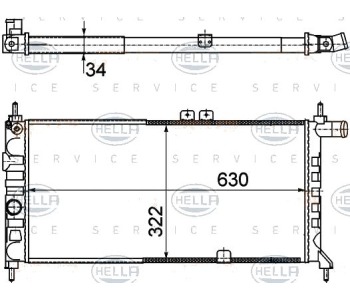 Радиатор, охлаждане на двигателя HELLA 8MK 376 715-751 за OPEL KADETT E (T85) товарен от 1984 до 1993