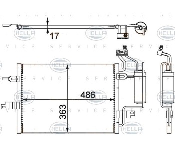 Кондензатор, климатизация HELLA 8FC 351 302-481 за OPEL MERIVA A (X03) от 2003 до 2010