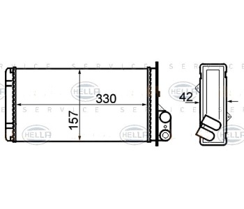 Топлообменник, отопление на вътрешното пространство HELLA 8FH 351 308-541 за OPEL MOVANO (J9) пътнически от 1998 до 2010