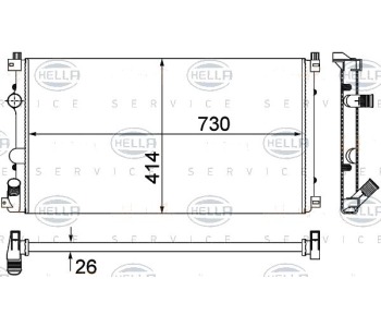 Радиатор, охлаждане на двигателя HELLA 8MK 376 780-671 за OPEL MOVANO (J9) пътнически от 1998 до 2010