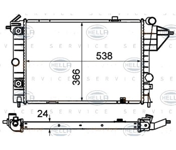 Радиатор, охлаждане на двигателя HELLA 8MK 376 715-731 за OPEL VECTRA A (J89) седан от 1988 до 1995