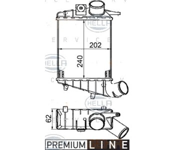 Интеркулер (охладител за въздуха на турбината) HELLA 8ML 376 746-541 за ALFA ROMEO 156 (932) от 1997 до 2003