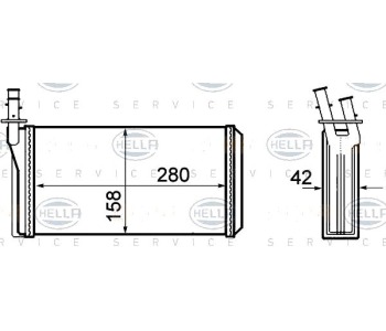 Топлообменник, отопление на вътрешното пространство HELLA 8FH 351 308-401 за LANCIA KAPPA (838B) комби от 1996 до 2001