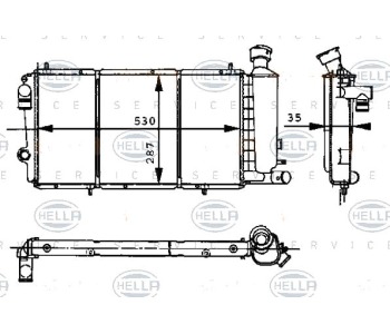 Радиатор, охлаждане на двигателя HELLA 8MK 376 715-371 за CITROEN C15 (VD) от 1984 до 2005