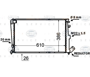 Радиатор, охлаждане на двигателя HELLA 8MK 376 766-721 за CITROEN XANTIA (X1) комби от 1995 до 1998