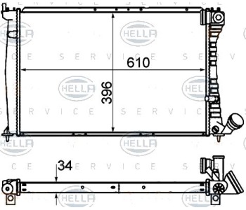Радиатор, охлаждане на двигателя HELLA 8MK 376 716-501 за CITROEN XANTIA (X1) комби от 1995 до 1998