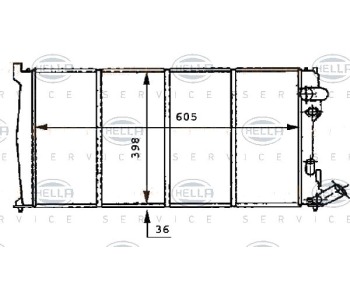 Воден радиатор HELLA за CITROEN XANTIA (X1) комби от 1995 до 1998
