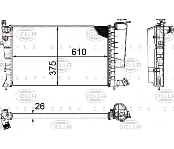 Радиатор, охлаждане на двигателя HELLA 8MK 376 710-264 за CITROEN ZX (N2) комби от 1993 до 1999