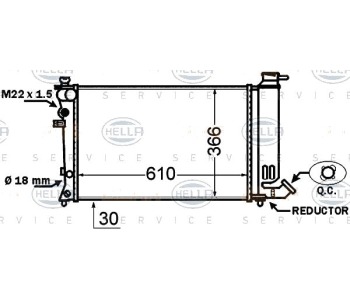 Радиатор, охлаждане на двигателя HELLA 8MK 376 766-761 за CITROEN ZX (N2) от 1991 до 1997
