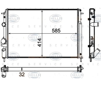 Воден радиатор HELLA за DACIA LOGAN I MCV (KS) комби от 2007 до 2013