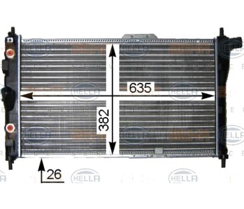 Радиатор, охлаждане на двигателя HELLA 8MK 376 705-581 за DAEWOO ESPERO (KLEJ) от 1991 до 1999