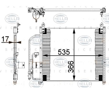 Кондензатор климатизации HELLA за DAEWOO LANOS (KLAT) седан от 1997 до 2004