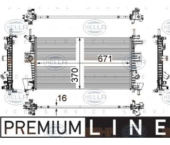 Радиатор, охлаждане на двигателя HELLA 8MK 376 783-601 за FORD C-MAX II (DXA/CB7, DXA/CEU) от 2010