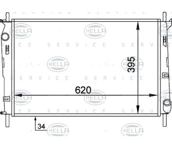 Радиатор, охлаждане на двигателя HELLA 8MK 376 706-631 за FORD MONDEO II (BNP) комби от 1996 до 2000