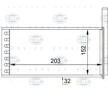 Топлообменник, отопление на вътрешното пространство HELLA 8FH 351 313-231 за FORD ESCORT VII (GAL, AFL) седан от 1995 до 1999