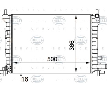 Радиатор, охлаждане на двигателя HELLA 8MK 376 714-061 за FORD FIESTA IV (JA, JB) от 1995 до 2002