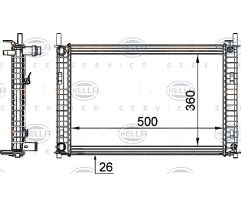 Радиатор, охлаждане на двигателя HELLA 8MK 376 764-321 за FORD FIESTA V ван от 2003 до 2010