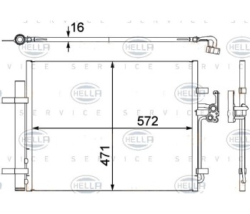 Кондензатор, климатизация HELLA 8FC 351 303-201 за VOLVO V60 I (155, 157) комби от 2010