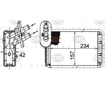 Топлообменник, отопление на вътрешното пространство HELLA 8FH 351 313-451 за FORD GALAXY (WGR) от 1995 до 2006