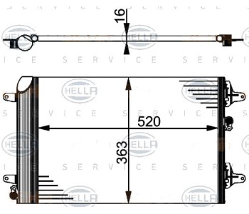 Кондензатор, климатизация HELLA 8FC 351 301-524 за VOLKSWAGEN SHARAN (7M8, 7M9, 7M6) от 1995 до 2010