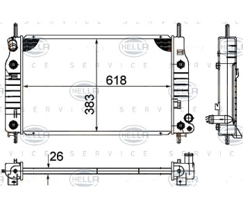 Радиатор, охлаждане на двигателя HELLA 8MK 376 724-541 за FORD MONDEO I (BNP) комби от 1993 до 1996