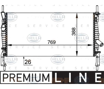 Радиатор, охлаждане на двигателя HELLA 8MK 376 764-411 за FORD TRANSIT товарен от 2006 до 2014