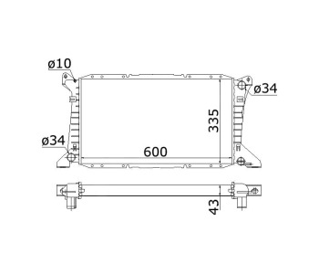 Воден радиатор TOP QUALITY за FORD TRANSIT (E) платформа от 1994 до 2000