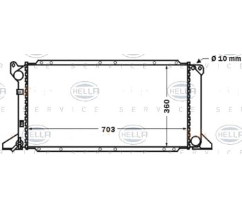 Радиатор, охлаждане на двигателя HELLA 8MK 376 768-181 за FORD TRANSIT (E) товарен от 1994 до 2000