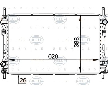 Радиатор, охлаждане на двигателя HELLA 8MK 376 755-281 за FORD TRANSIT TOURNEO (FD, FB, FS, FZ, FC) от 2000 до 2006