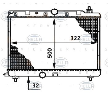 Радиатор, охлаждане на двигателя HELLA 8MK 376 708-591 за HONDA CIVIC VI (MA, MB) фастбек от 1994 до 2001